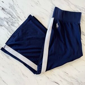Ralph Lauren Womens Large 12/14 Capri Pants Navy White Wide Leg Active Athletic